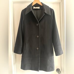 Fleurette Elegant Black Women's Wool Coat size 6